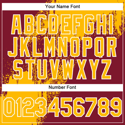 Custom Gold Crimson-White 3D Pattern Design Abstract Brush Stroke Authentic Baseball Jersey - Sky-Custom