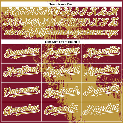 Custom Old Gold Crimson-White 3D Pattern Design Abstract Brush Stroke Authentic Baseball Jersey - Sky-Custom