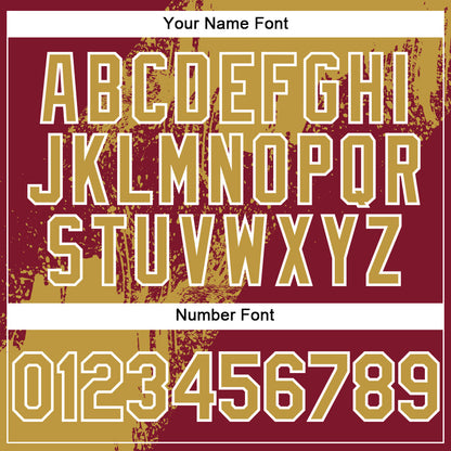 Custom Old Gold Crimson-White 3D Pattern Design Abstract Brush Stroke Authentic Baseball Jersey - Sky-Custom