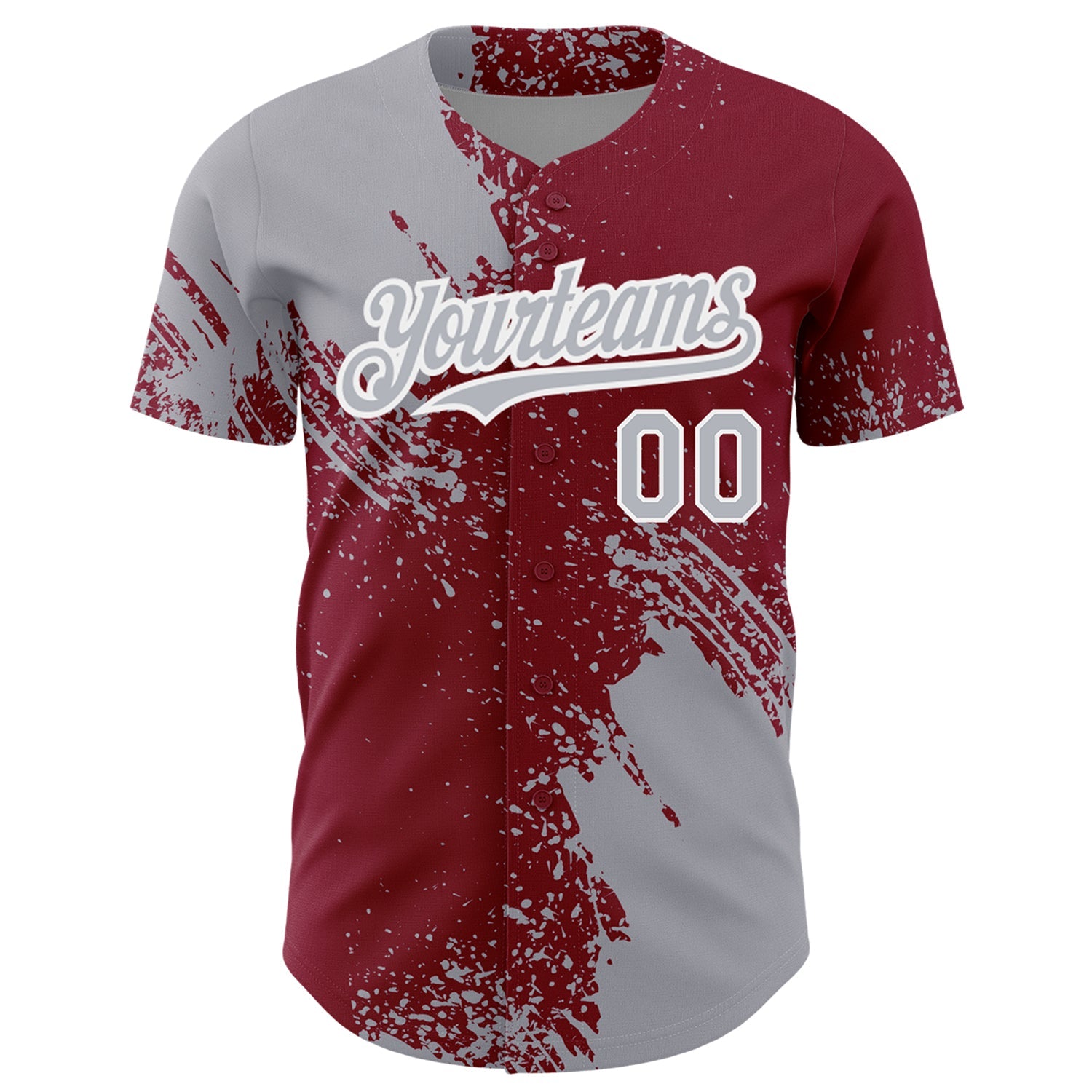 Custom Gray Crimson-White 3D Pattern Design Abstract Brush Stroke Authentic Baseball Jersey - Sky-Custom