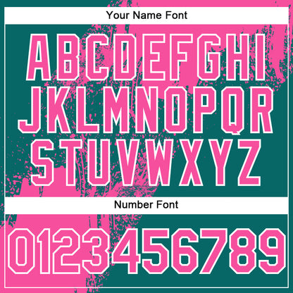 Custom Pink Teal-White 3D Pattern Design Abstract Brush Stroke Authentic Baseball Jersey - Sky-Custom