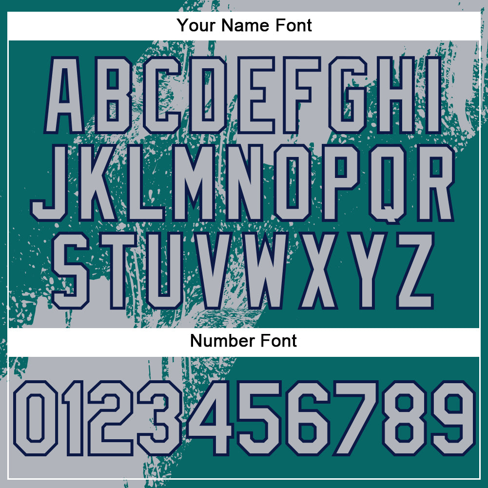 Custom Gray Teal-Navy 3D Pattern Design Abstract Brush Stroke Authentic Baseball Jersey - Sky-Custom