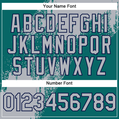 Custom Gray Teal-Navy 3D Pattern Design Abstract Brush Stroke Authentic Baseball Jersey - Sky-Custom