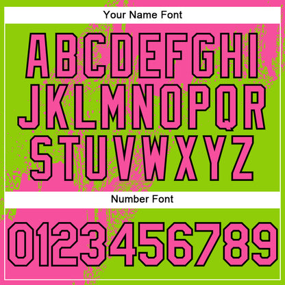 Custom Pink Neon Green-Black 3D Pattern Design Abstract Brush Stroke Authentic Baseball Jersey - Sky-Custom
