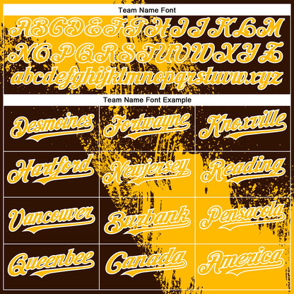 Custom Gold Brown-White 3D Pattern Design Abstract Brush Stroke Authentic Baseball Jersey - Sky-Custom