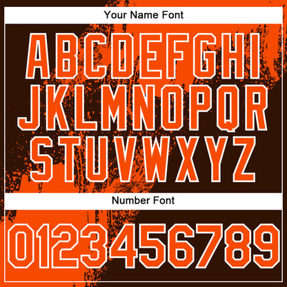 Custom Orange Brown-White 3D Pattern Design Abstract Brush Stroke Authentic Baseball Jersey - Sky-Custom
