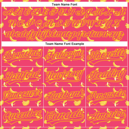 Custom Neon Pink Yellow 3D Pattern Design Fruit Banana Authentic Baseball Jersey - Sky-Custom