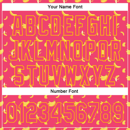 Custom Neon Pink Yellow 3D Pattern Design Fruit Banana Authentic Baseball Jersey - Sky-Custom