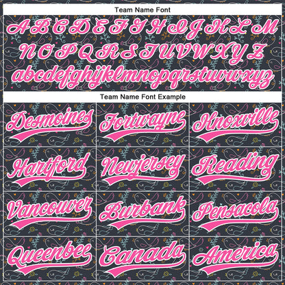 Custom Navy Pink-White 3D Pattern Design Animal Bird Authentic Baseball Jersey - Sky-Custom