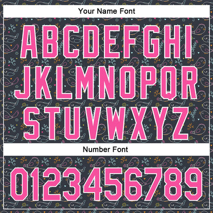 Custom Navy Pink-White 3D Pattern Design Animal Bird Authentic Baseball Jersey - Sky-Custom