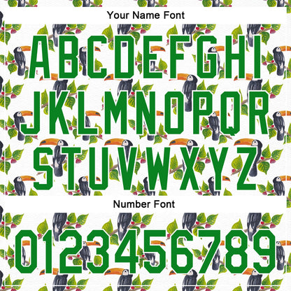 Custom White Grass Green 3D Pattern Design Animal Toucan And Tropical Hawaii Palm Leaves Authentic Baseball Jersey - Sky-Custom