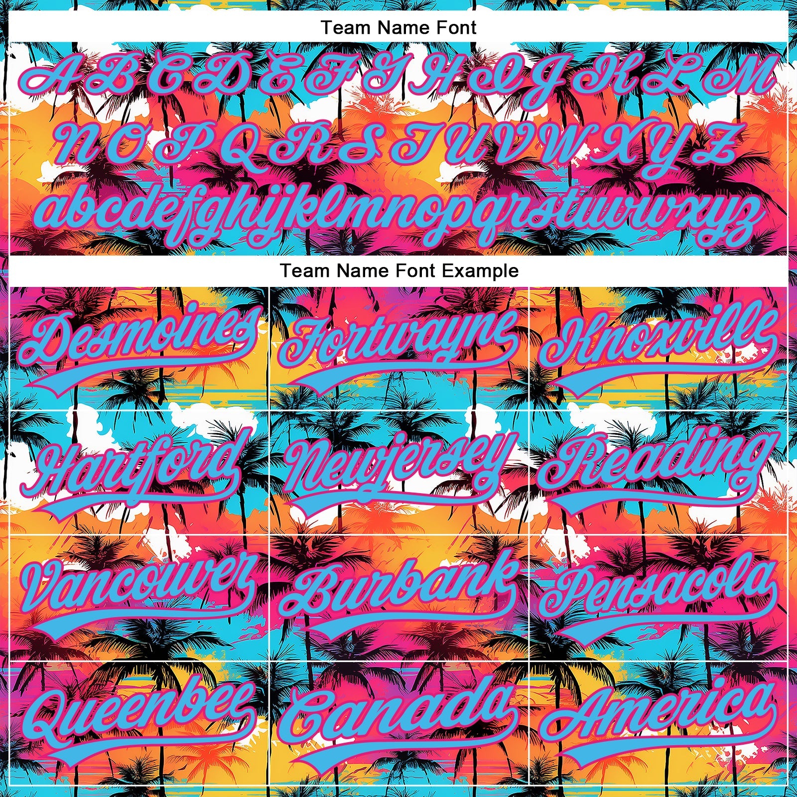Custom Sky Blue Hot Pink 3D Pattern Design Tropical Hawaii Palm Trees Authentic Baseball Jersey - Sky-Custom