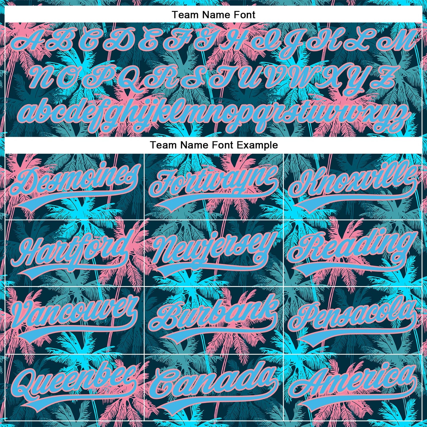 Custom Black Sky Blue-Medium Pink 3D Pattern Design Tropical Hawaii Palm Trees Authentic Baseball Jersey - Sky-Custom