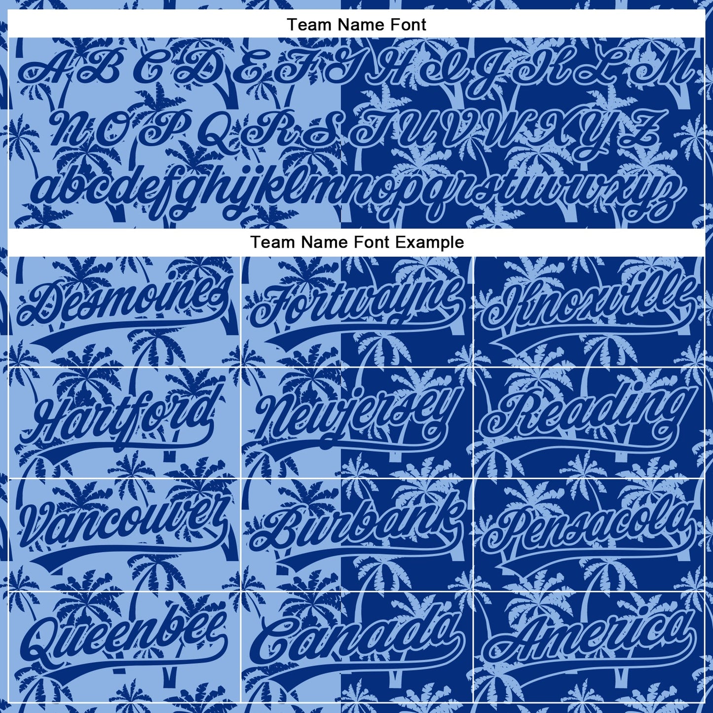 Custom Light Blue Royal 3D Pattern Design Tropical Hawaii Palm Trees Authentic Baseball Jersey - Sky-Custom