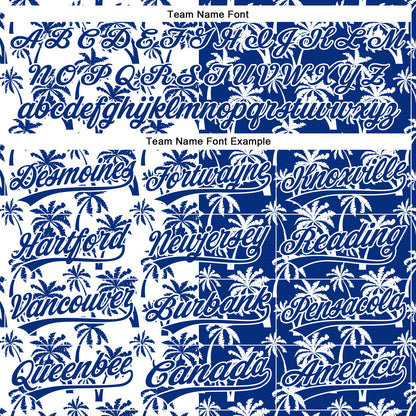 Custom White Royal 3D Pattern Design Tropical Hawaii Palm Trees Authentic Baseball Jersey - Sky-Custom