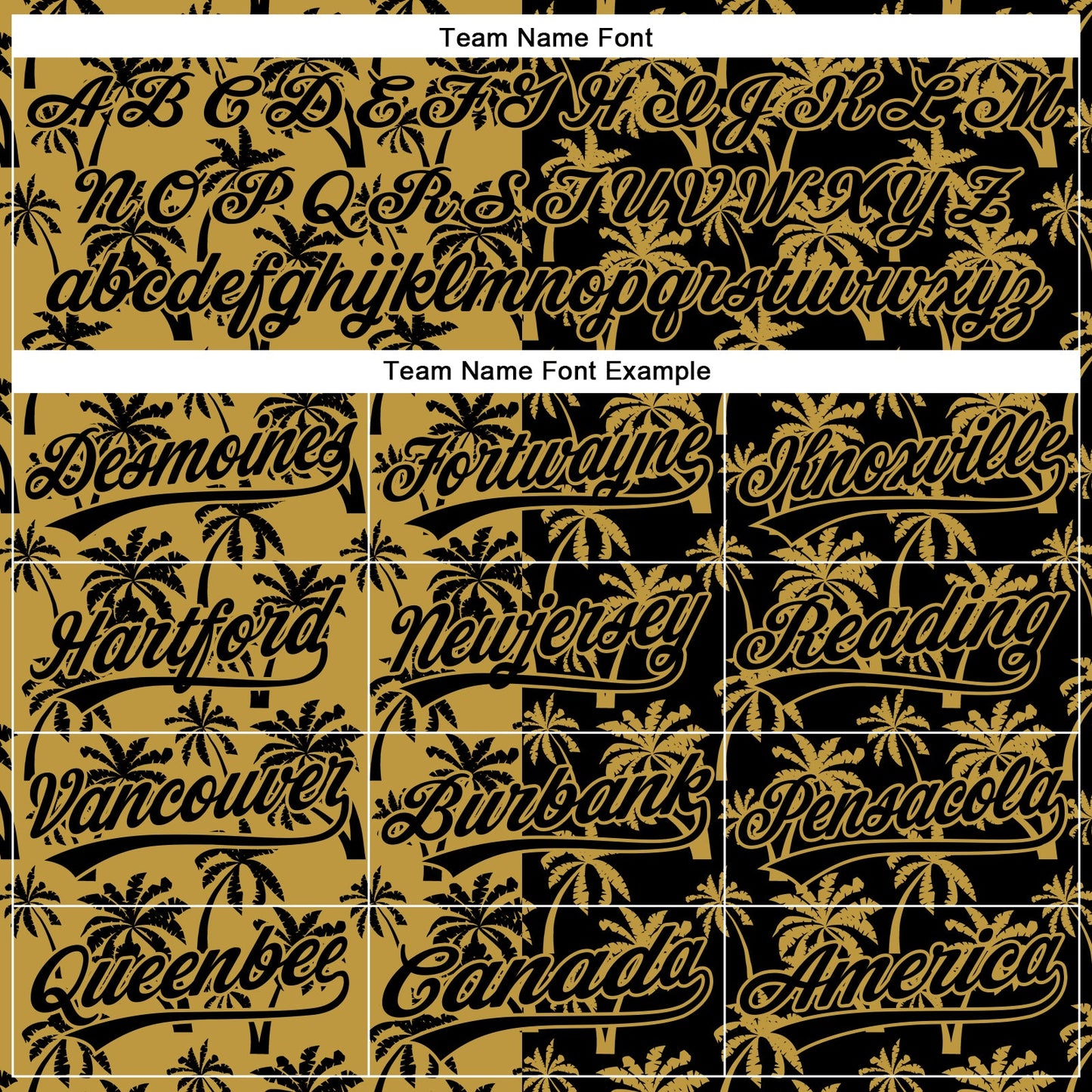 Custom Old Gold Black 3D Pattern Design Tropical Hawaii Palm Trees Authentic Baseball Jersey - Sky-Custom
