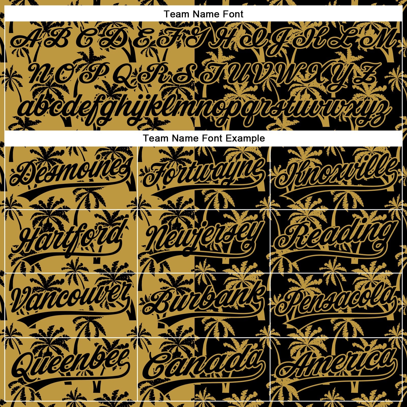 Custom Old Gold Black 3D Pattern Design Tropical Hawaii Palm Trees Authentic Baseball Jersey - Sky-Custom