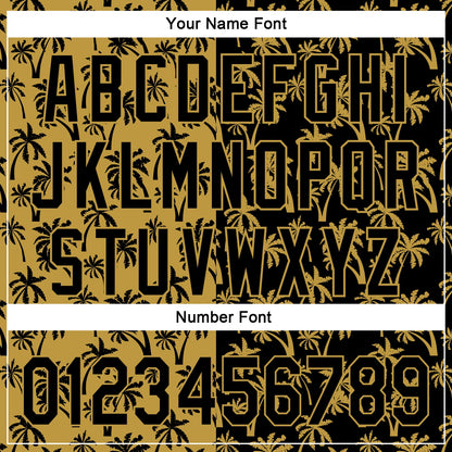 Custom Old Gold Black 3D Pattern Design Tropical Hawaii Palm Trees Authentic Baseball Jersey - Sky-Custom