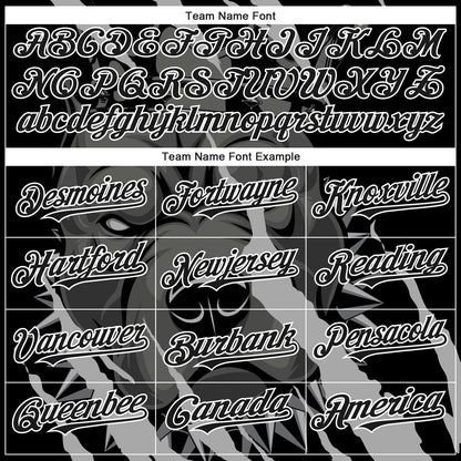Custom Black White 3D Pattern Design Animal Pitbull Dog Authentic Baseball Jersey - Sky-Custom