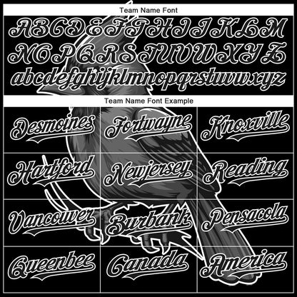Custom Black White 3D Pattern Design Animal Cardinal Bird Authentic Baseball Jersey - Sky-Custom