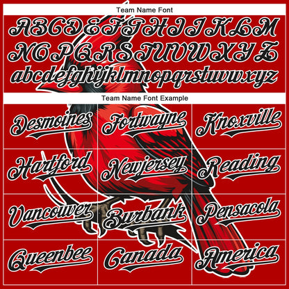 Custom Red Black-White 3D Pattern Design Animal Cardinal Bird Authentic Baseball Jersey - Sky-Custom