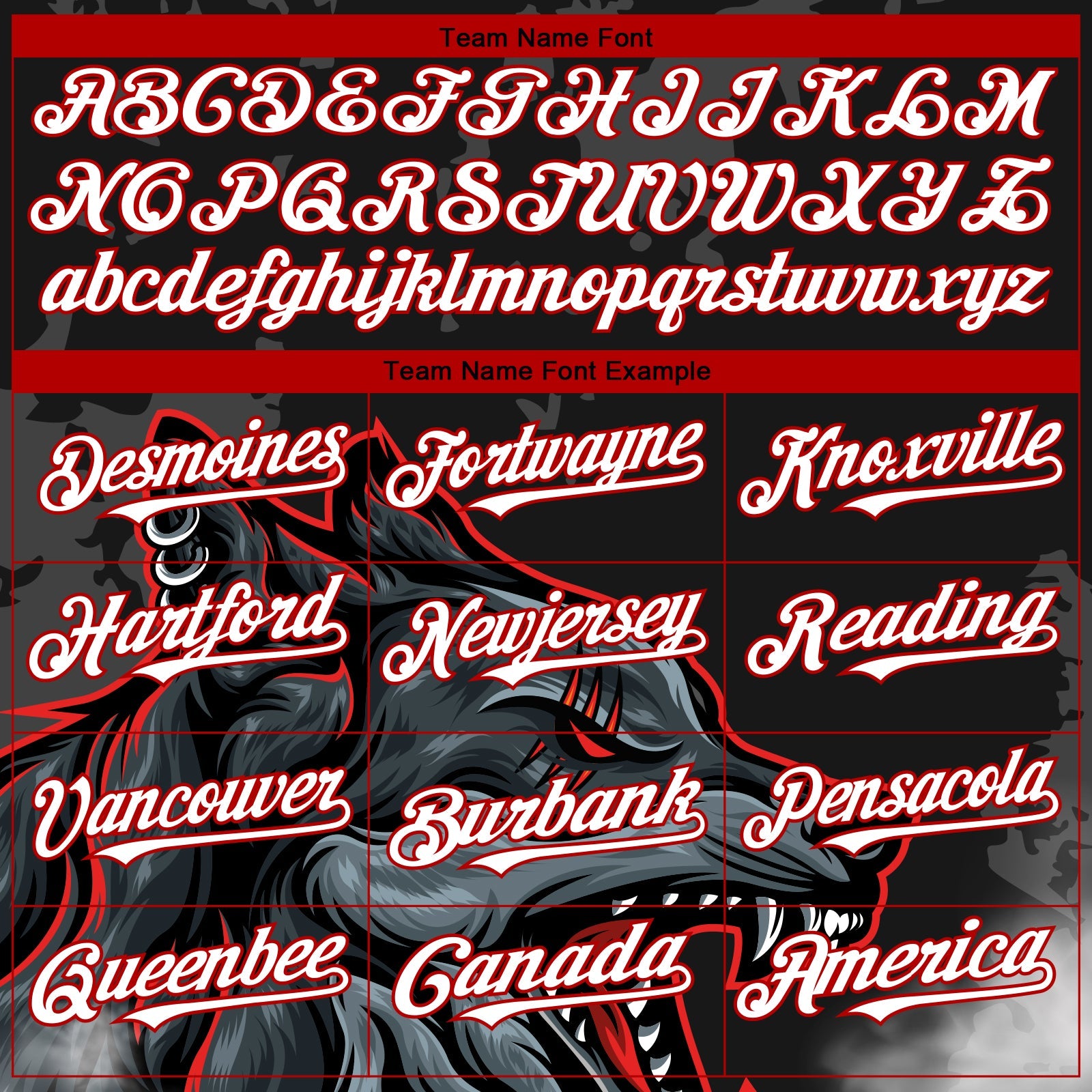 Custom Black Red 3D Pattern Design Animal Wolf Authentic Baseball Jersey - Sky-Custom