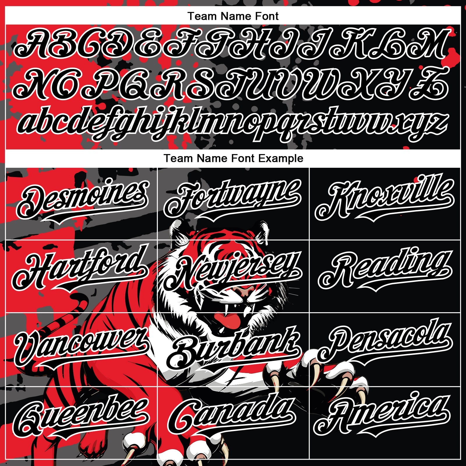 Custom Black Red-White 3D Pattern Design Animal Tiger Authentic Baseball Jersey - Sky-Custom