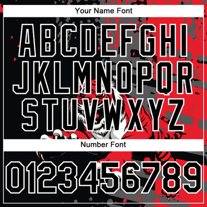Custom Black Red-White 3D Pattern Design Animal Tiger Authentic Baseball Jersey - Sky-Custom