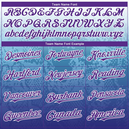 Custom White Purple-Royal 3D Pattern Design Gradient Style Animal Snake Authentic Baseball Jersey - Sky-Custom