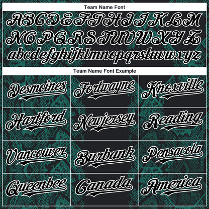 Custom Black Midnight Green-White 3D Pattern Design Animal Snake Authentic Baseball Jersey - Sky-Custom