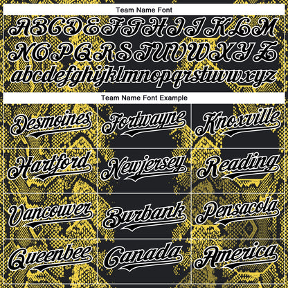 Custom Black Yellow-White 3D Pattern Design Animal Snake Authentic Baseball Jersey - Sky-Custom