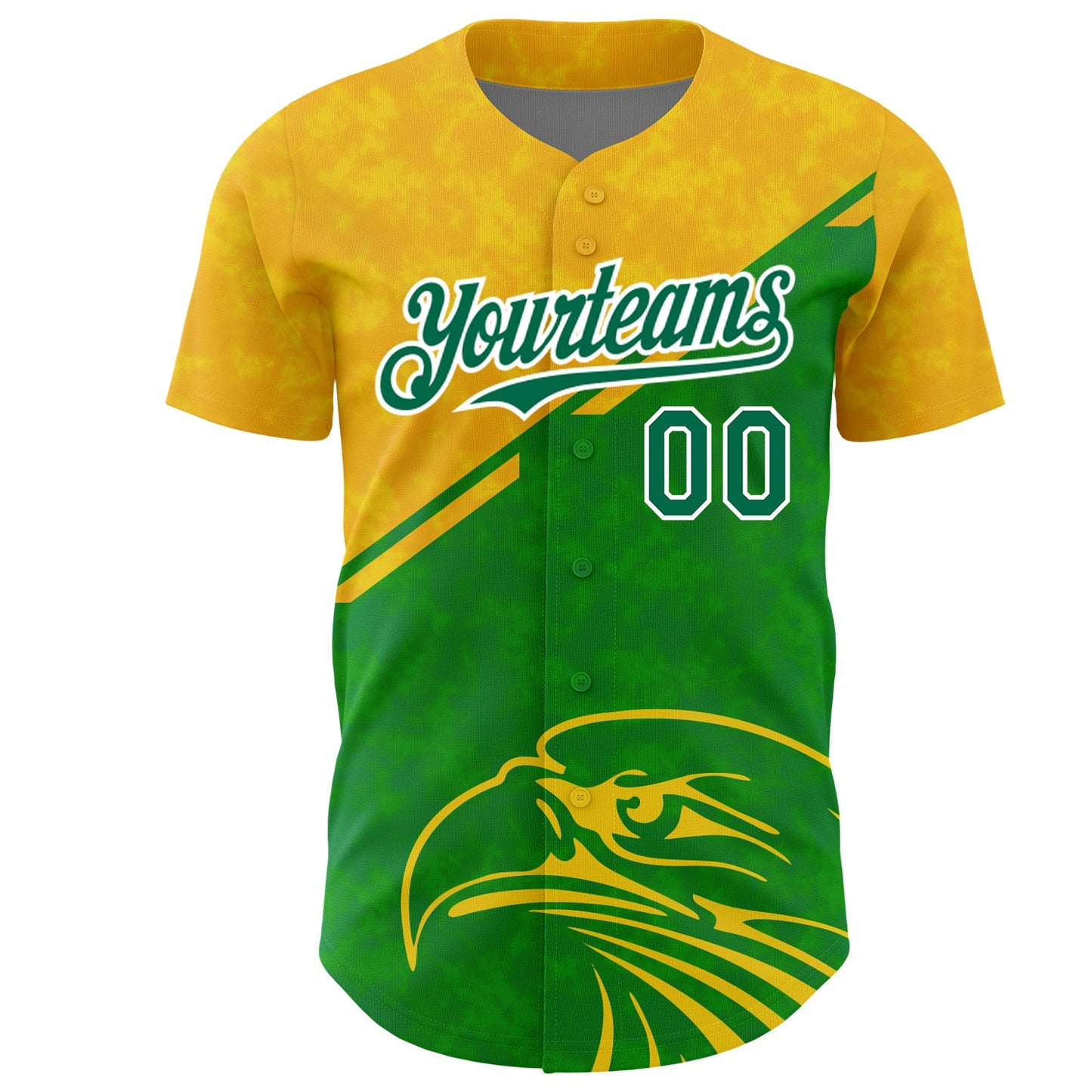 Custom Yellow Kelly Green-White 3D Pattern Design Animal Eagle Authentic Baseball Jersey - Sky-Custom
