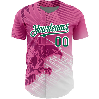 Custom Pink Kelly Green-White 3D Pattern Design Animal Eagle Authentic Baseball Jersey - Sky-Custom