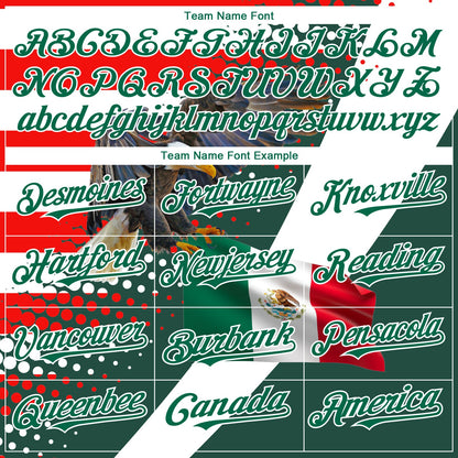 Custom White Red-Kelly Green 3D Mexico Authentic Baseball Jersey - Sky-Custom