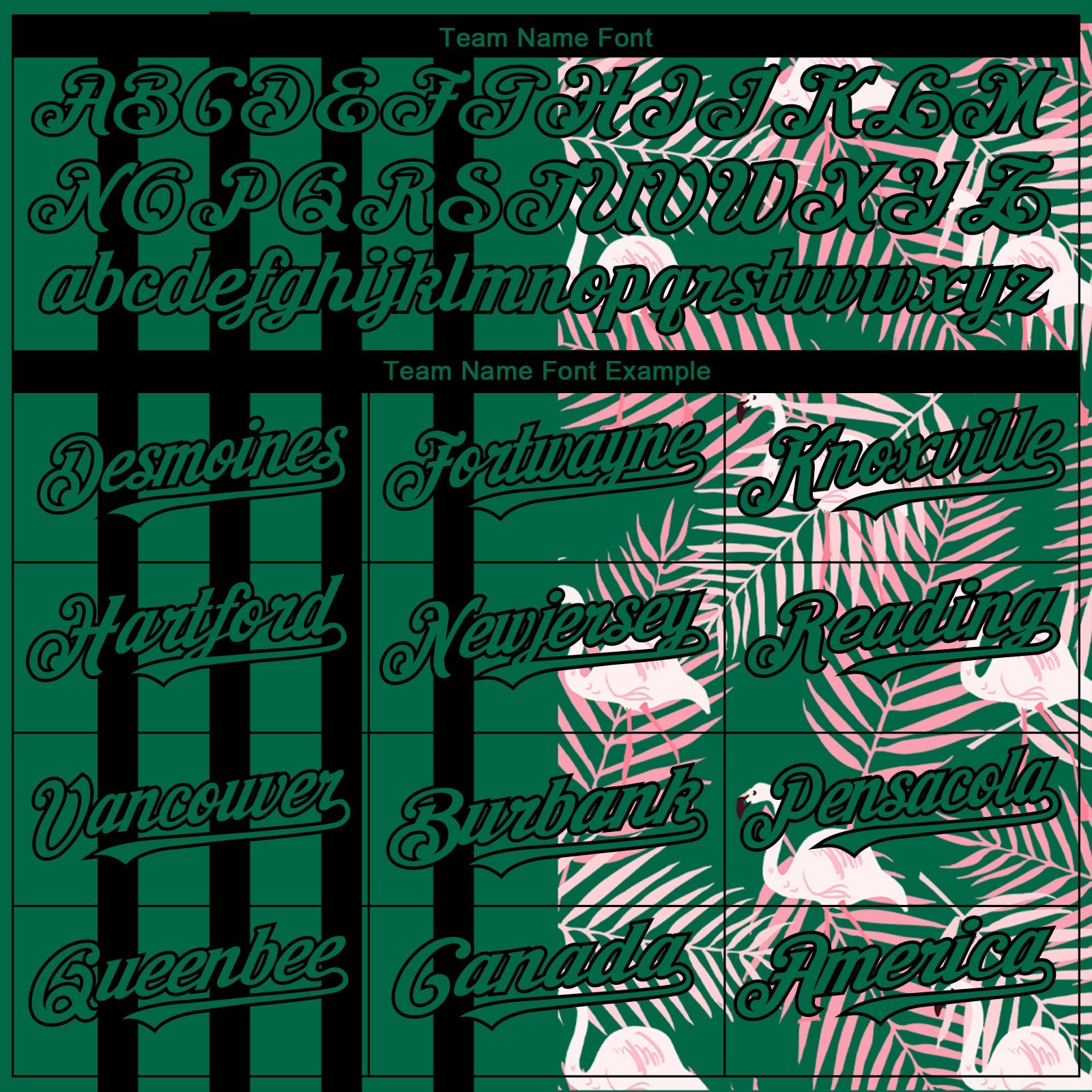 Custom Kelly Green Black 3D Pattern Design Tropical Palm Leaves And Famingo Authentic Baseball Jersey - Sky-Custom