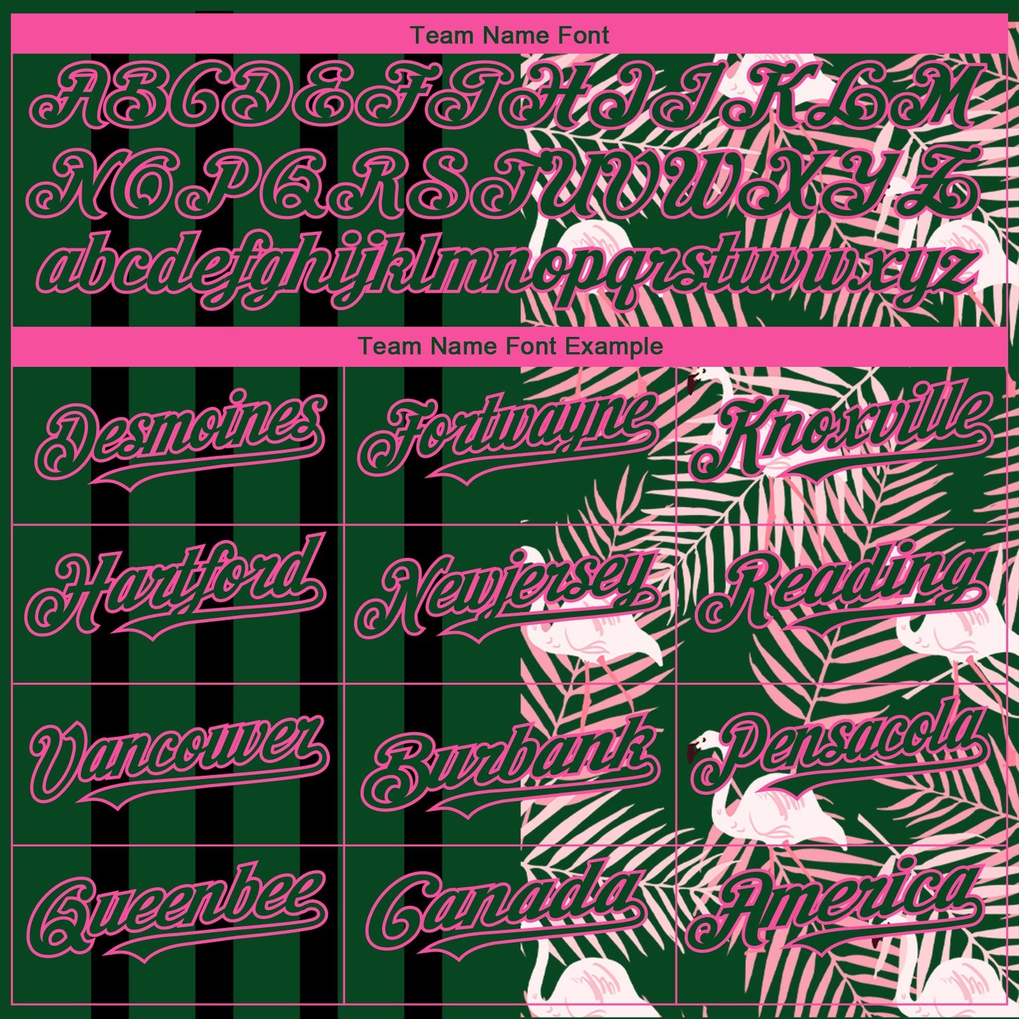 Custom Green Pink-Black 3D Pattern Design Tropical Palm Leaves And Famingo Authentic Baseball Jersey - Sky-Custom