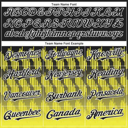 Custom Black Light Yellow-White 3D Pattern Design Lines Authentic Baseball Jersey - Sky-Custom