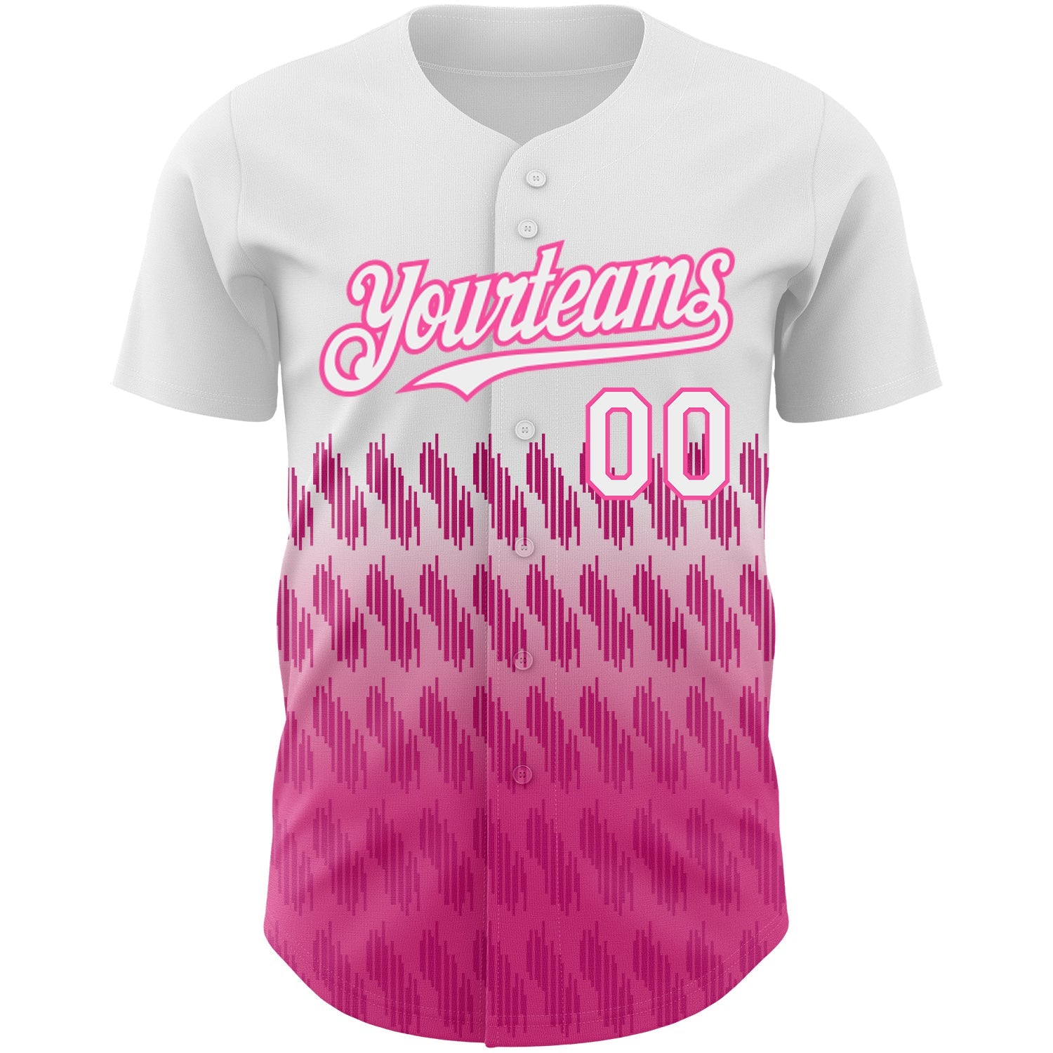 Custom White Pink 3D Pattern Design Lines Authentic Baseball Jersey - Sky-Custom