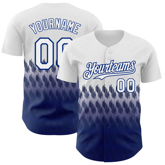 Custom White Royal 3D Pattern Design Lines Authentic Baseball Jersey - Sky-Custom