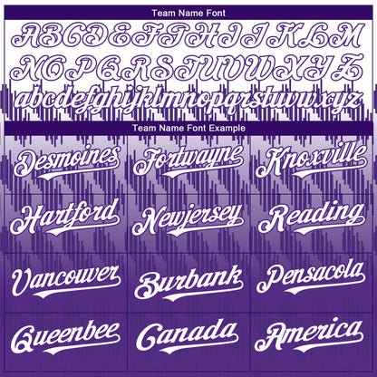 Custom White Purple 3D Pattern Design Lines Authentic Baseball Jersey - Sky-Custom