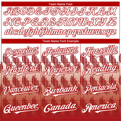 Custom White Red 3D Pattern Design Lines Authentic Baseball Jersey - Sky-Custom