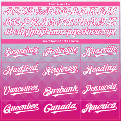 Custom Gray White-Pink 3D Pattern Design Gradient Square Shape Authentic Baseball Jersey - Sky-Custom