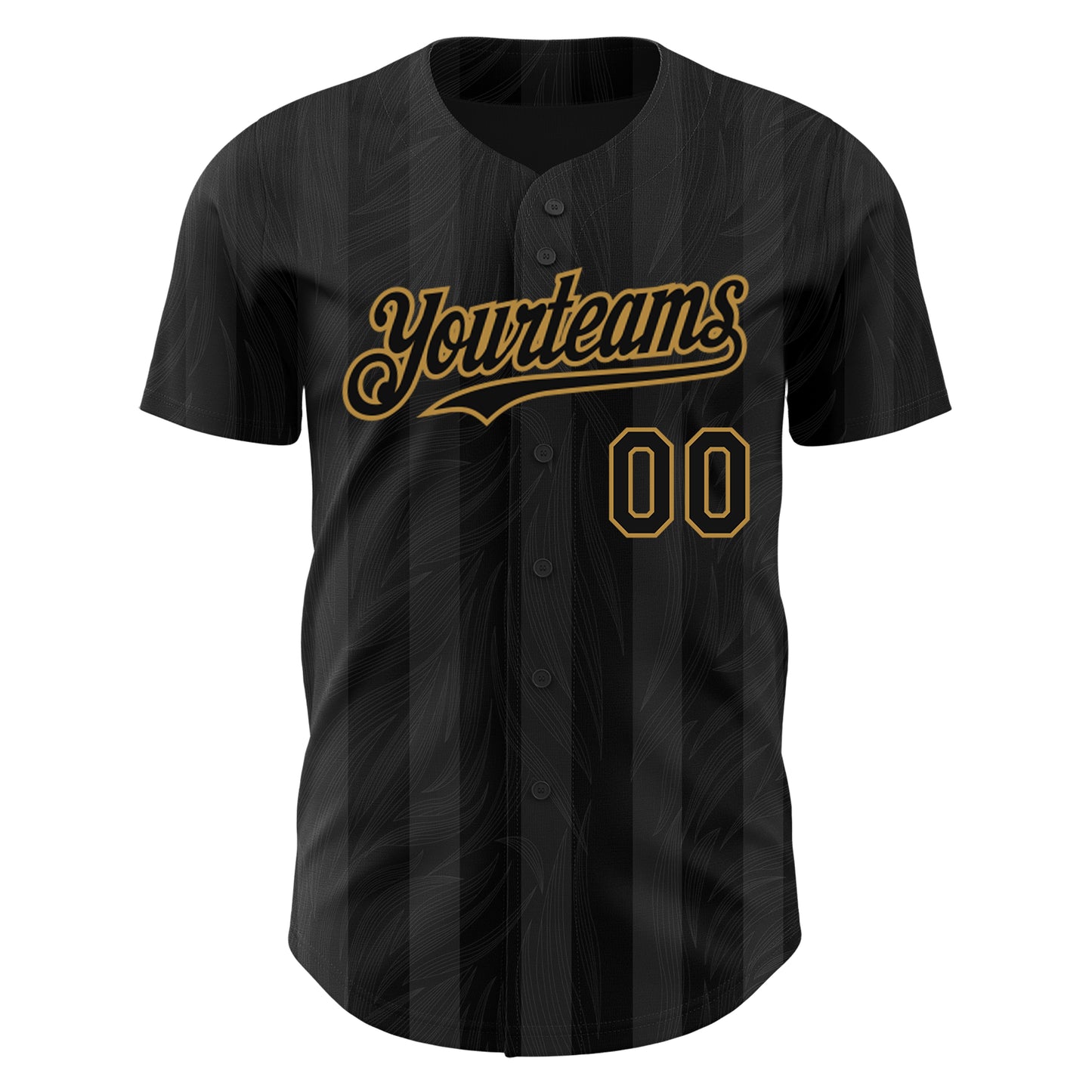Custom Black Old Gold 3D Pattern Design Stripes Authentic Baseball Jersey - Sky-Custom