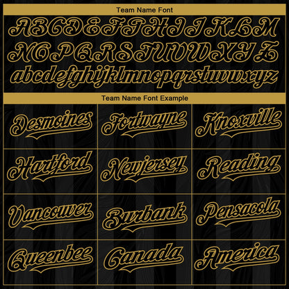 Custom Black Old Gold 3D Pattern Design Stripes Authentic Baseball Jersey - Sky-Custom