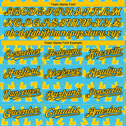 Custom Sky Blue Yellow-Black 3D Pattern Design Duck Authentic Baseball Jersey - Sky-Custom