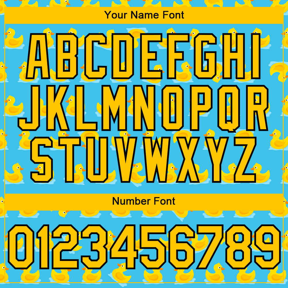 Custom Sky Blue Yellow-Black 3D Pattern Design Duck Authentic Baseball Jersey - Sky-Custom