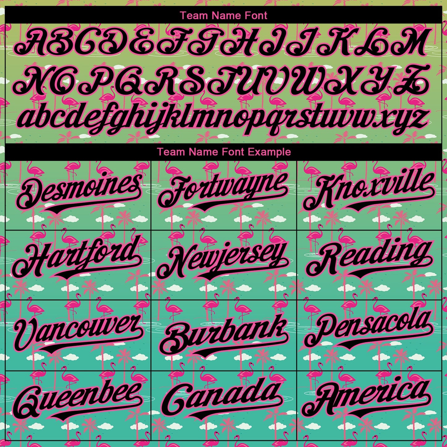 Custom Green Black-Pink 3D Pattern Design Tropical Hawaii Palm Trees And Flamingo Authentic Baseball Jersey - Sky-Custom