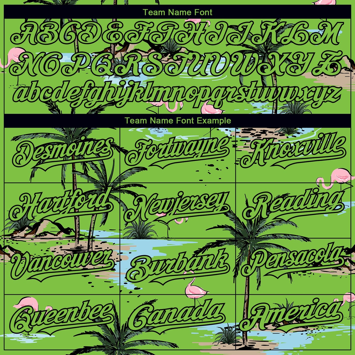 Custom Neon Green Black 3D Pattern Design Tropical Hawaii Palm Trees Authentic Baseball Jersey - Sky-Custom