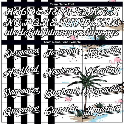 Custom White Black 3D Pattern Design Tropical Hawaii Palm Trees Authentic Baseball Jersey - Sky-Custom