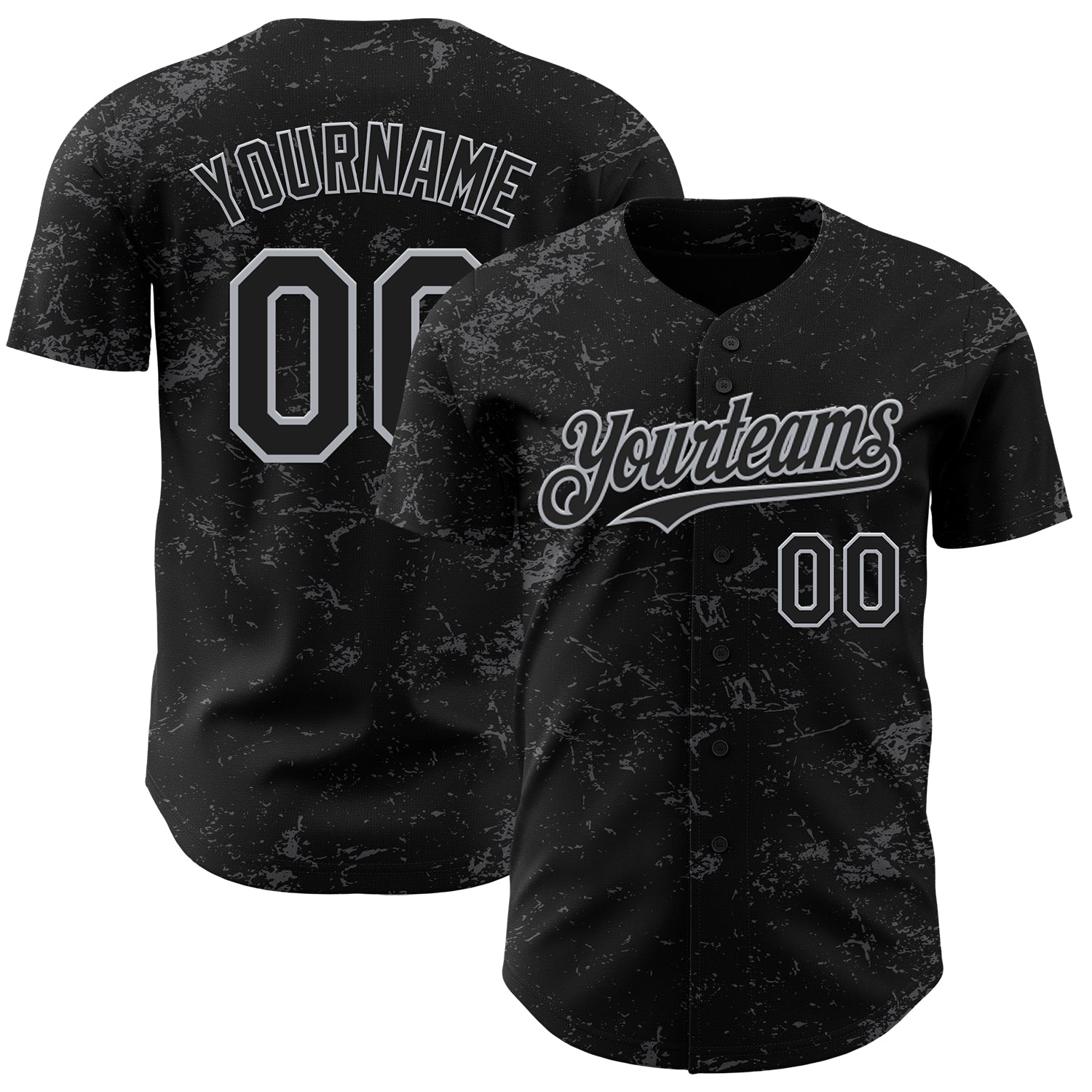 Custom Black Gray-Steel Gray 3D Pattern Design Abstract Splatter Texture Authentic Baseball Jersey - Sky-Custom